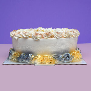 Rainbow Blossoms: Vanilla Cream Birthday Cake with Rainbow Cream Blossoms