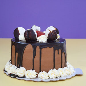 Mocha Chocolate Delight: Coffee Cream Birthday Cake with White Cream and Macaron Cookies