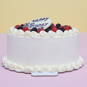 Vanilla Bliss: Vanilla Frosted Birthday Cake with Black and Redberries