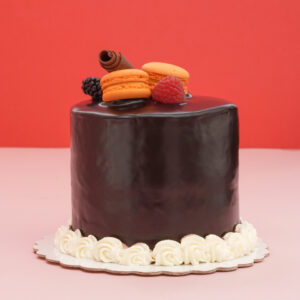 Chocolaty Delight: Vanilla Birthday Cake with Ch0colate Fondant and Macaron Cookies